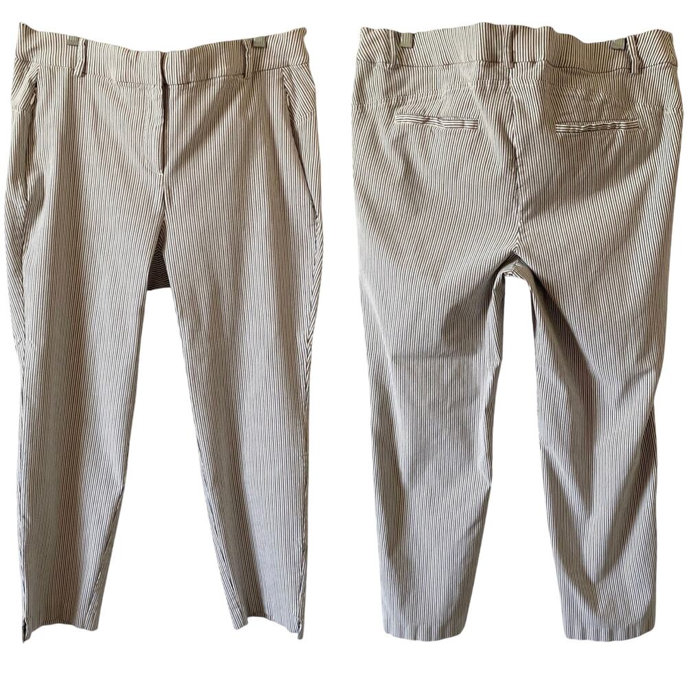 LANE BRYANT Coastal Striped Stretchy Cropped Pants Size 20 Neutral Summer Chic